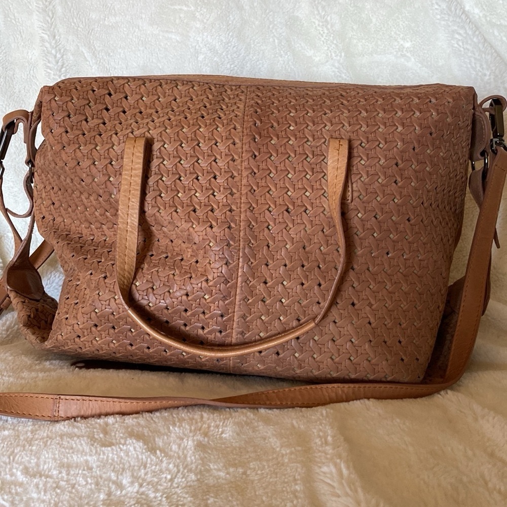 Vélez Brown Woven Leather Tote Bag - Picture 3 of 3